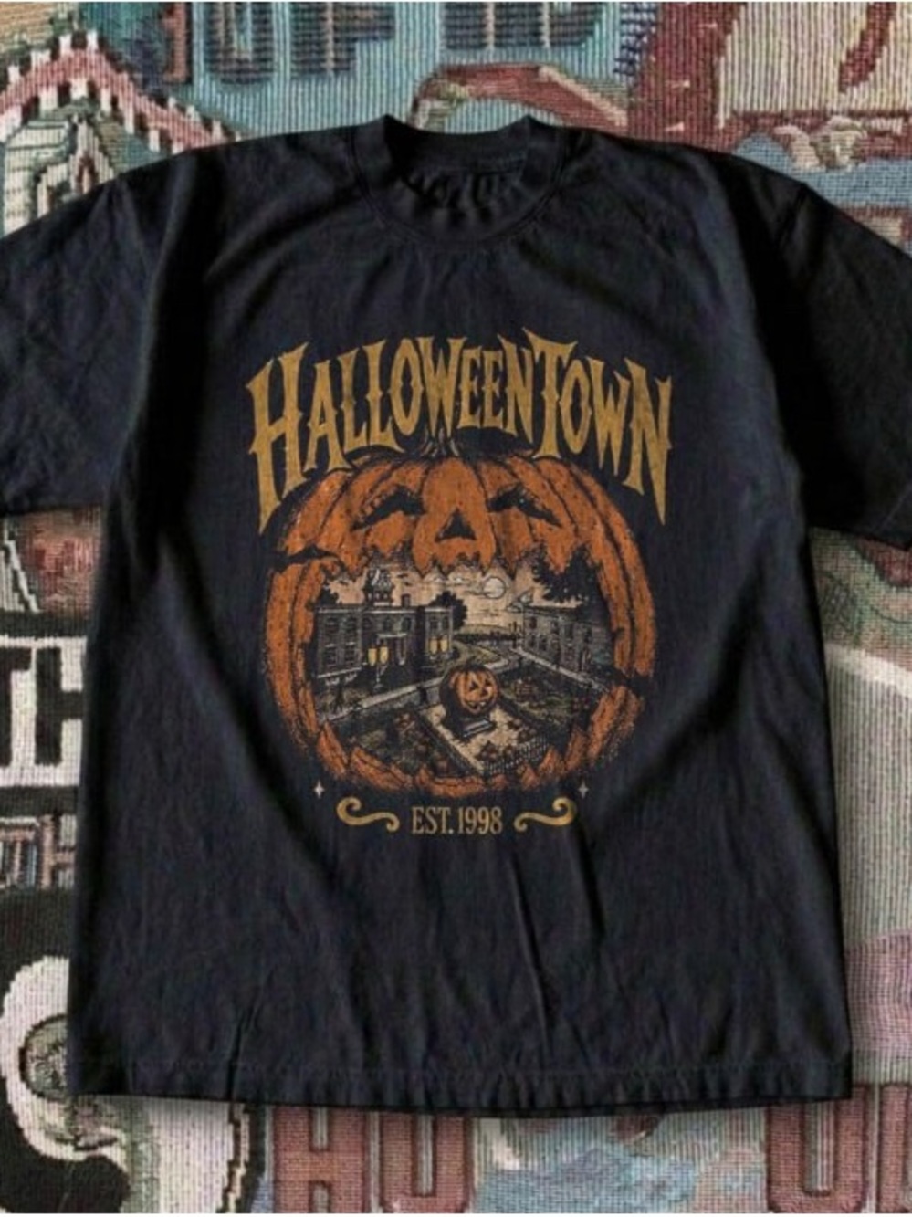 Halloween Town Pumpkin Black Graphic Tee